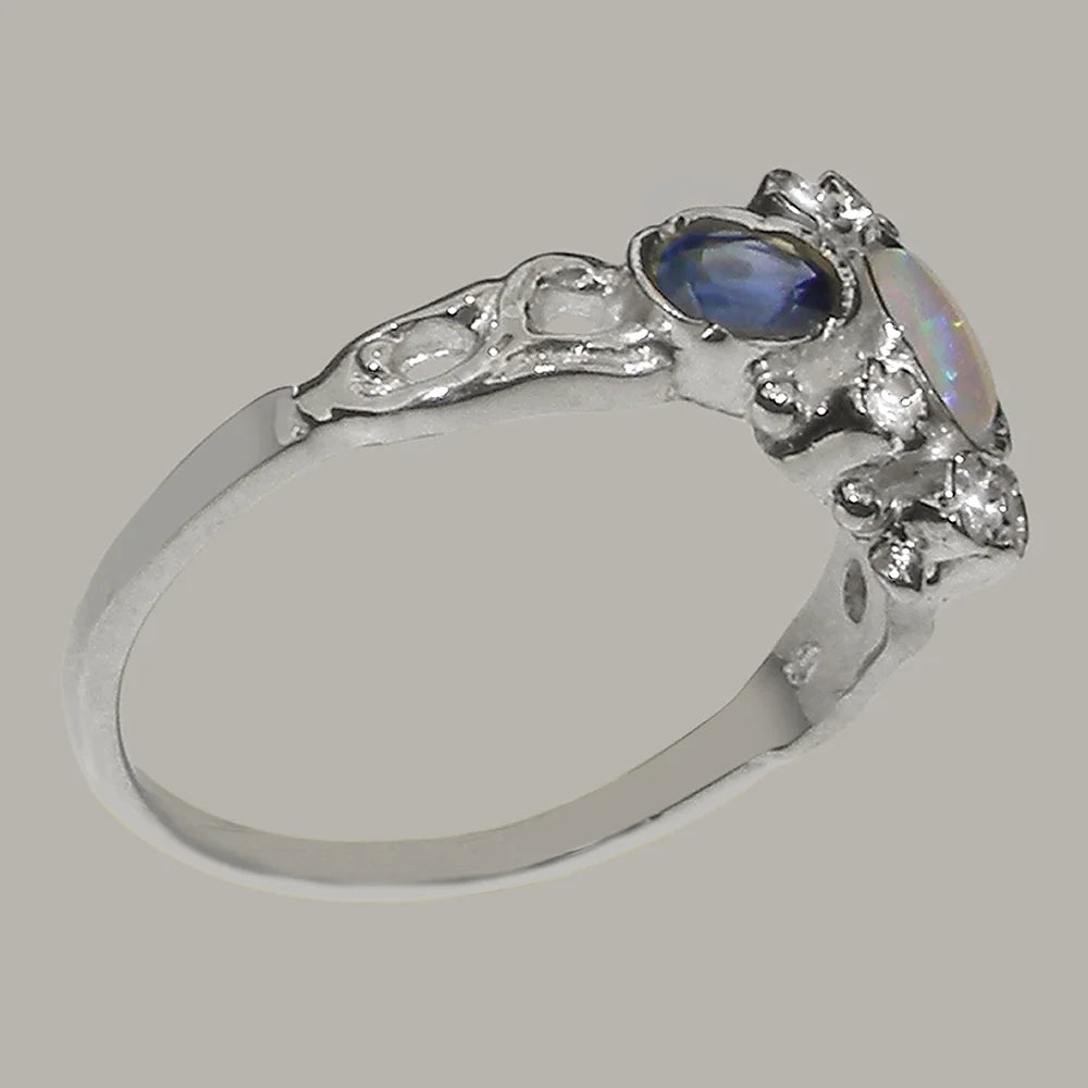 9k White Gold Opal Diamond Ring L8691