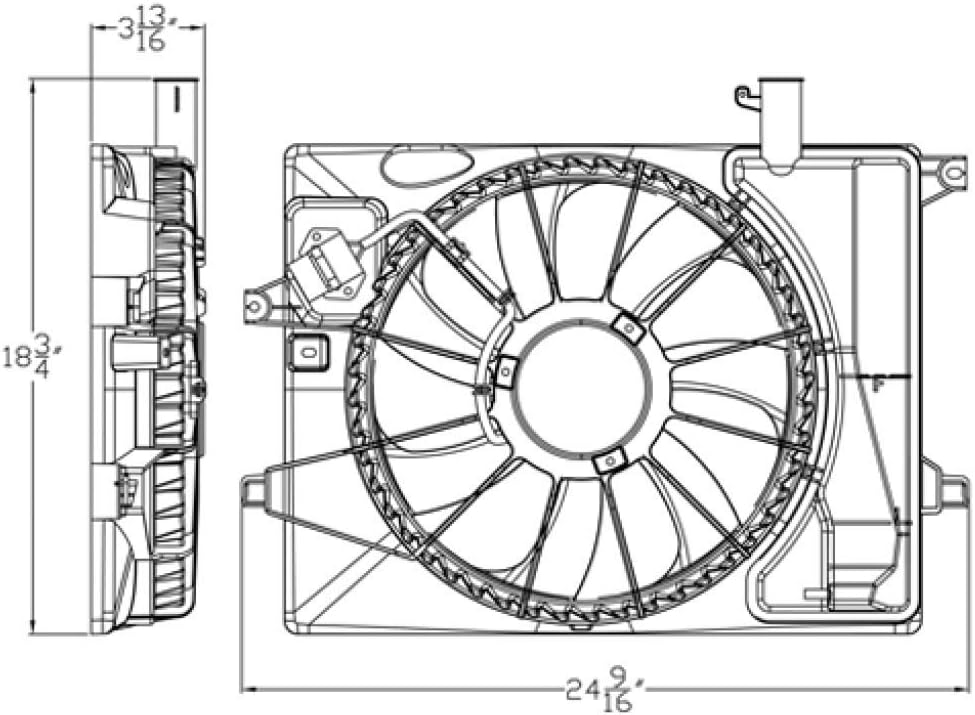 Radiator and A/C Condenser Fan Assembly 2014 2015 2016 D5842