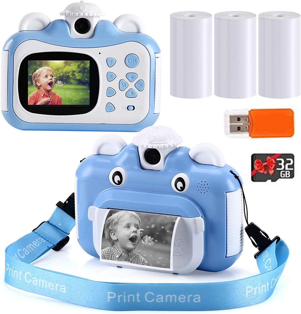 HD 1080p Photo Printing Digital Camera for Kids, 3 Print Paper and 32GB Card, Pack of 2 J778