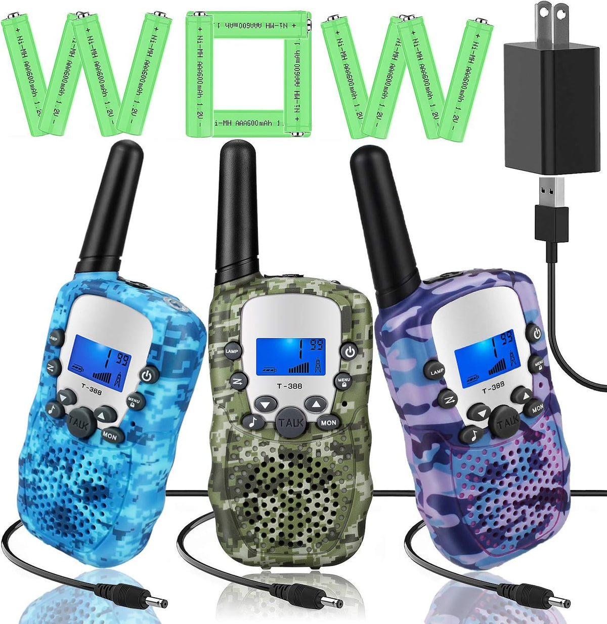 3 Walkie Talkies Rechargeable with Charger, Pack of 2 B880541