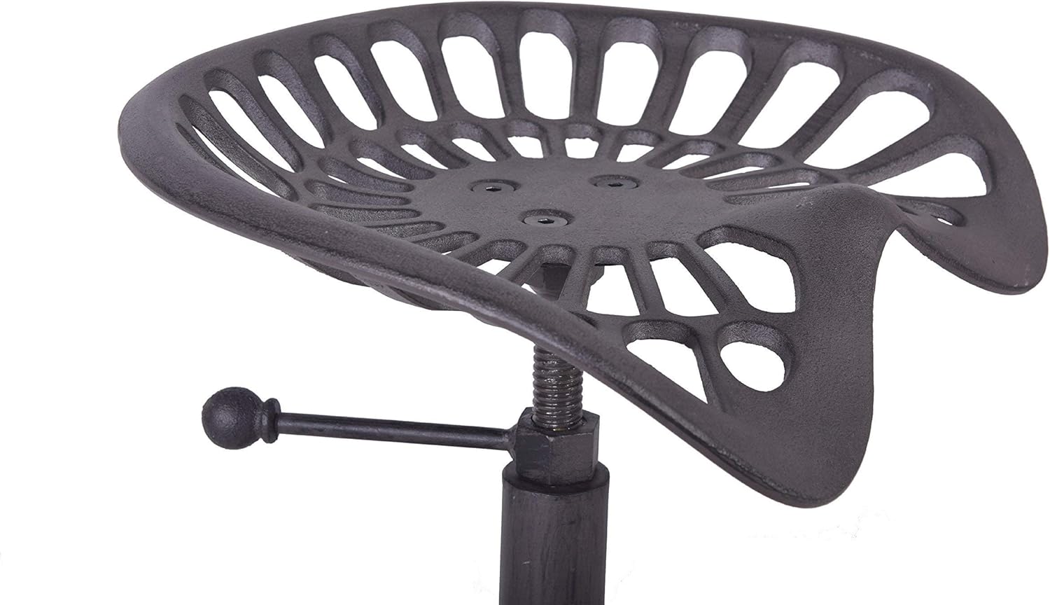 Industrial Bar Stool with Cast Iron Tractor Seat, Adjustable Counter Height Swivel Metal Stool Q897