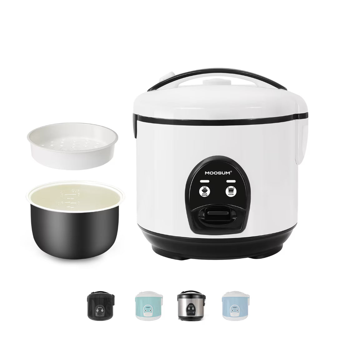 White Electric Rice Cooker with Steamer V63853