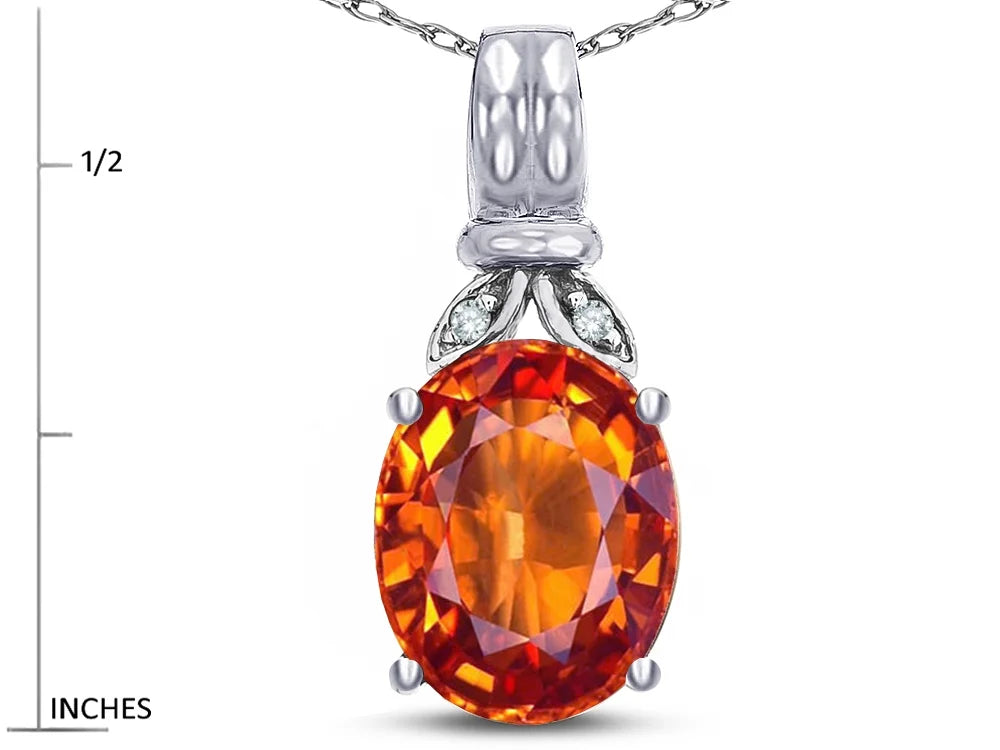 Oval 10x8 Simulated Orange Fire Opal Pendant Necklace R5533