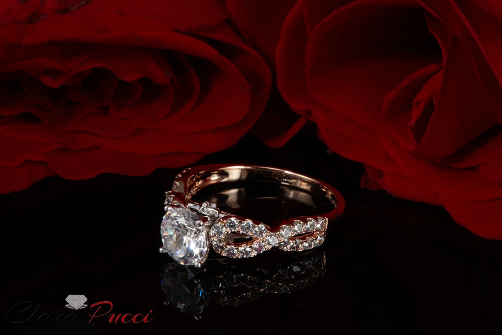 14k Rose White Gold White Sapphire Ring Size 5.25 D452