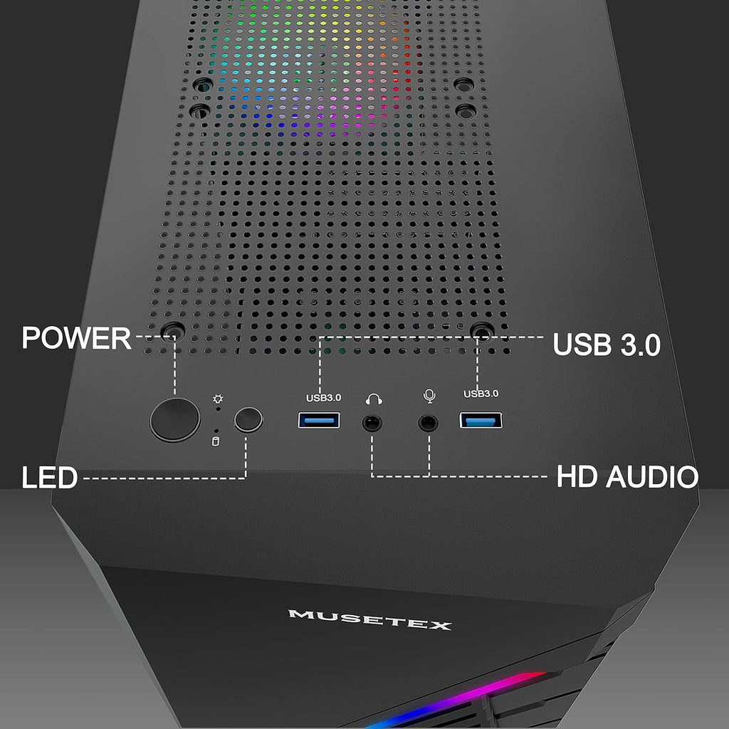 Black Micro-ATX Mid Tower PC Case with Tempered Glass, Pack of 2 X3907