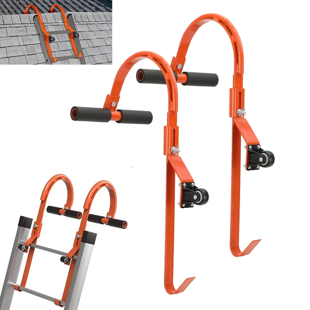 2 Pack Heavy Duty Steel Ladder Roof Hook with Wheel M223