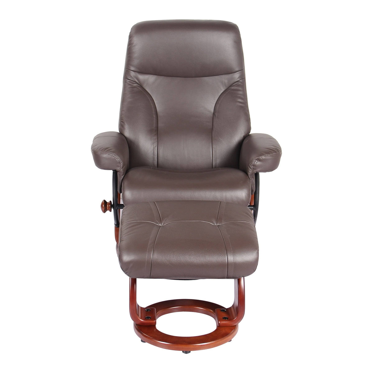 Taupe Leather Recliner and Ottoman R197075