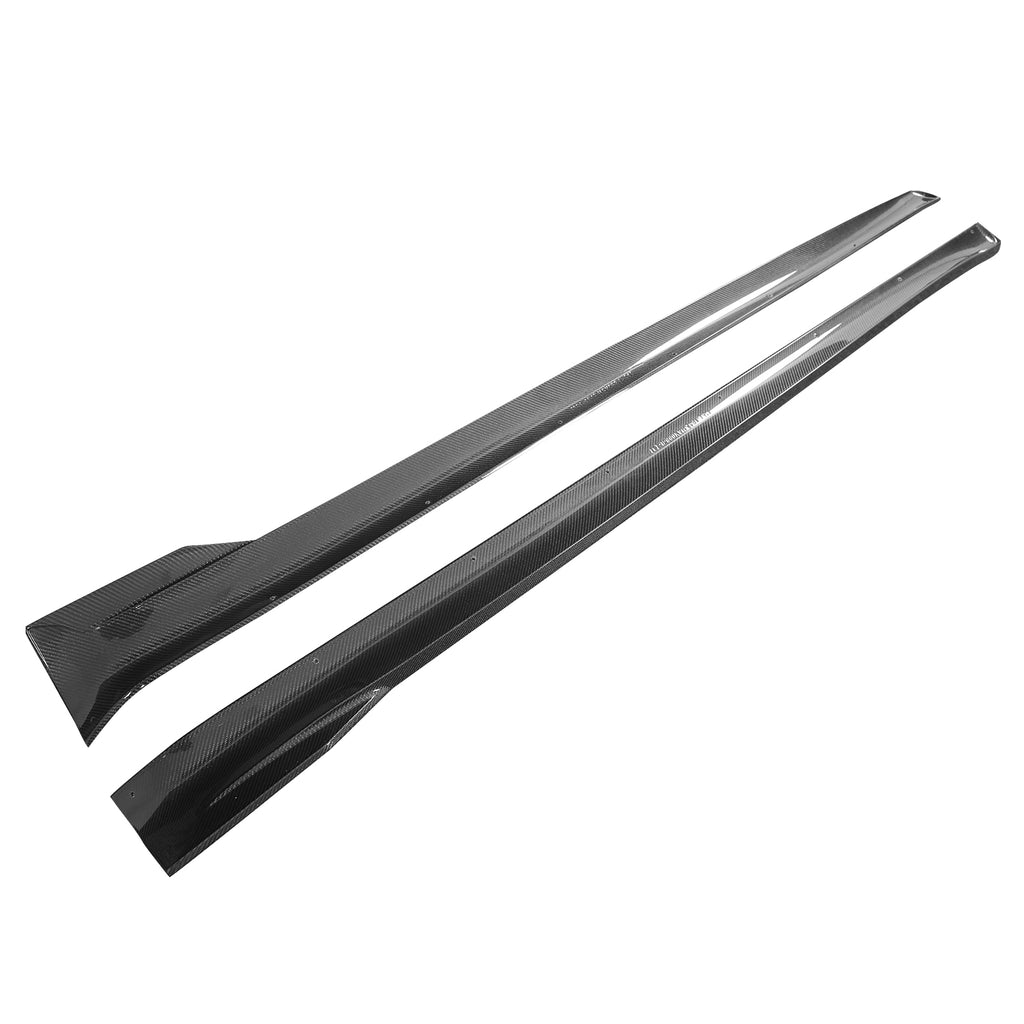 Gloss Black Carbon Fiber Side Skirt Extension Pair H9997