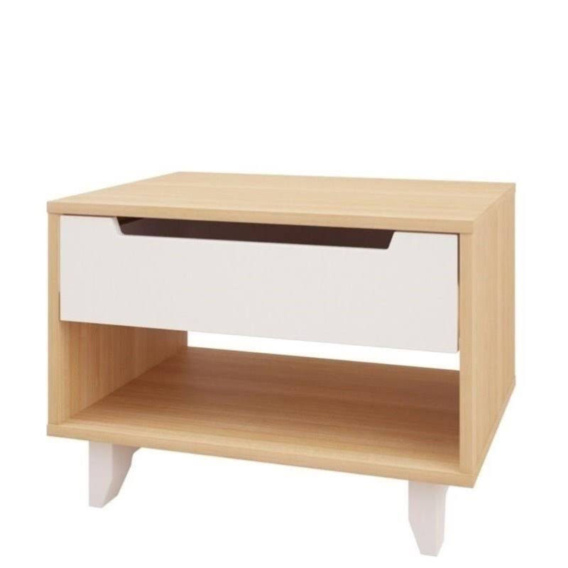 1 Drawer Night Stand White and Maple D5256