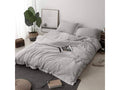 King 3pcs Pure Linen Duvet Cover Set Stone Washed Lace Border Z803419