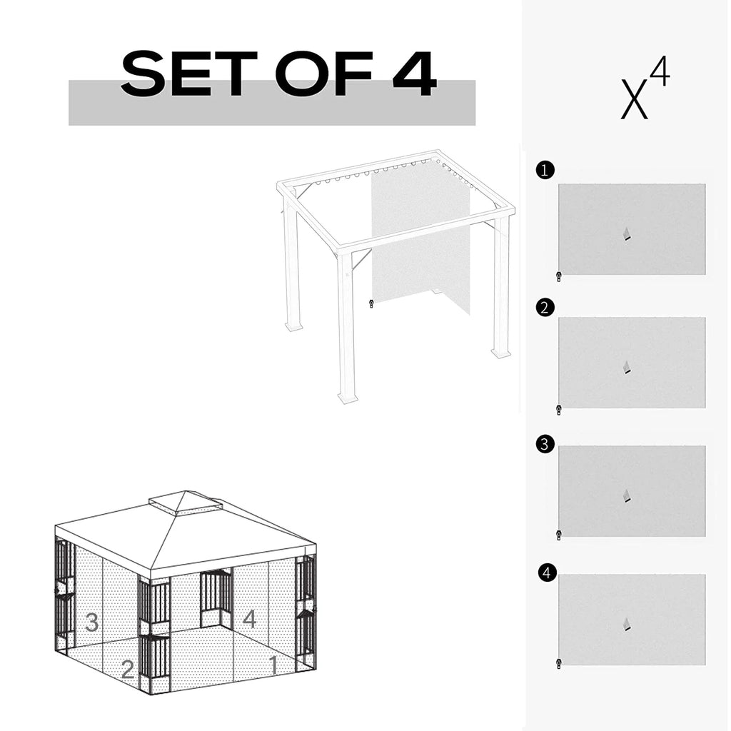 10x12 Ft 4-Side Gazebo Sidewall with Zippers U294