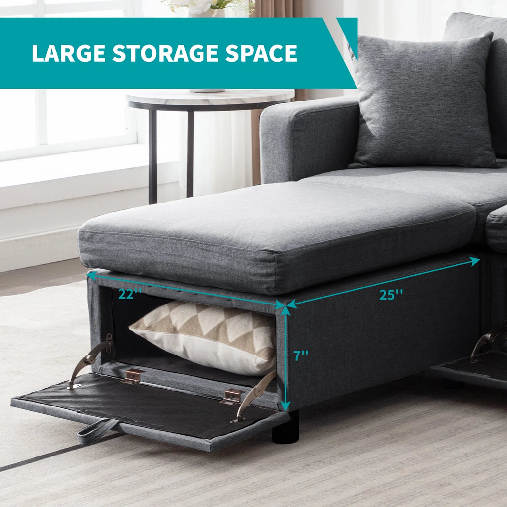 3-Seater Sofa, Loveseat and 1 Ottoman Dark Grey J959785