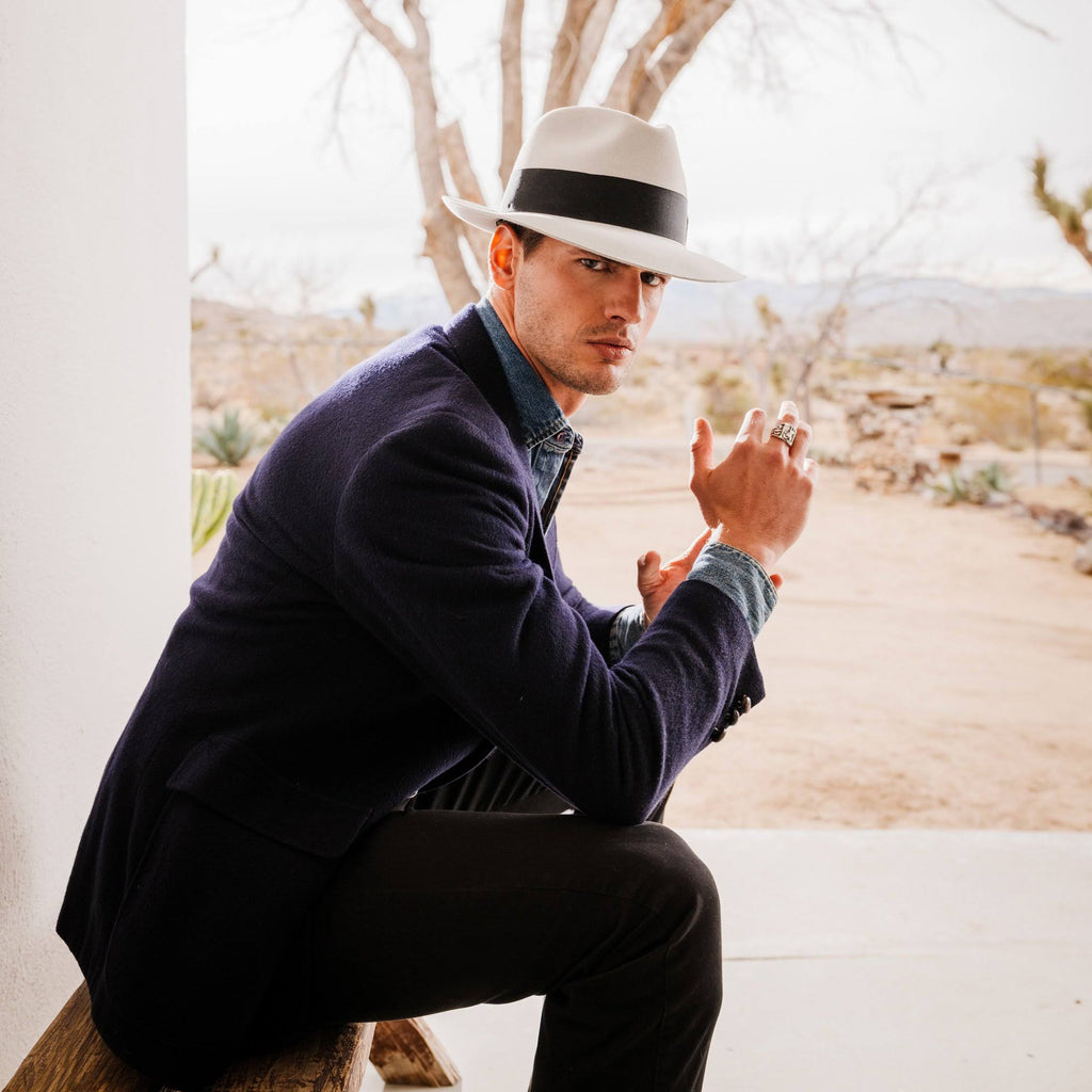 Navy Fur Felt Fedora Hat F231