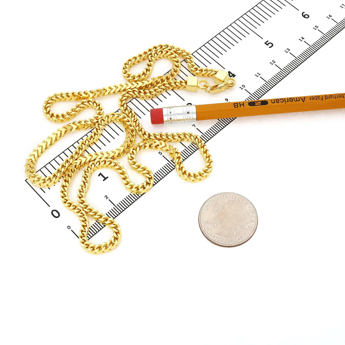18K Gold Over Silver Hollow Franco Chain Necklace 20"-30" P666