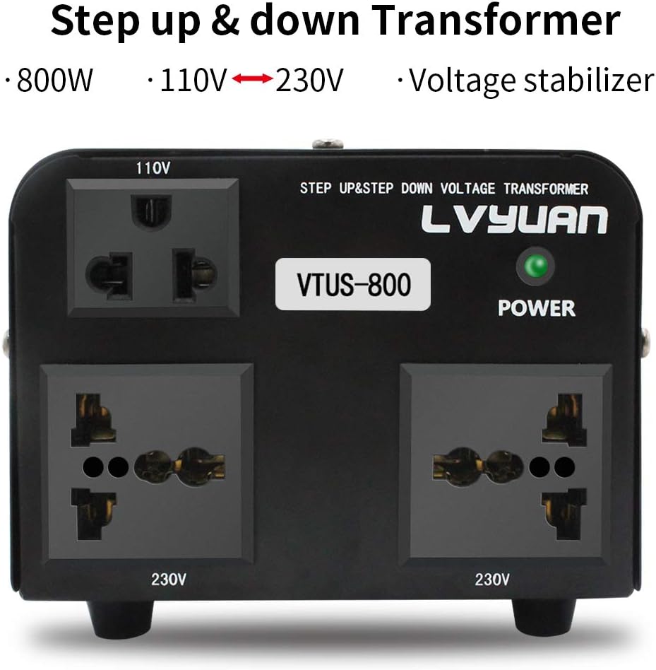 Voltage Transformer Converter 800 Watt Step Up/Down with 1 US Outlets, 2 Universal Outlets Pack of 2 I6578