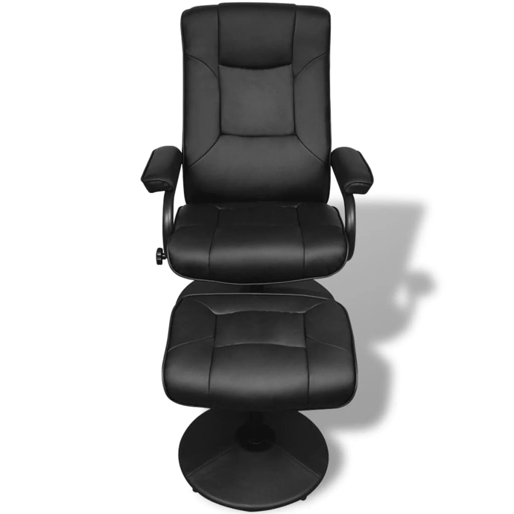 Black Faux Leather Swivel Recliner with Ottoman O7016