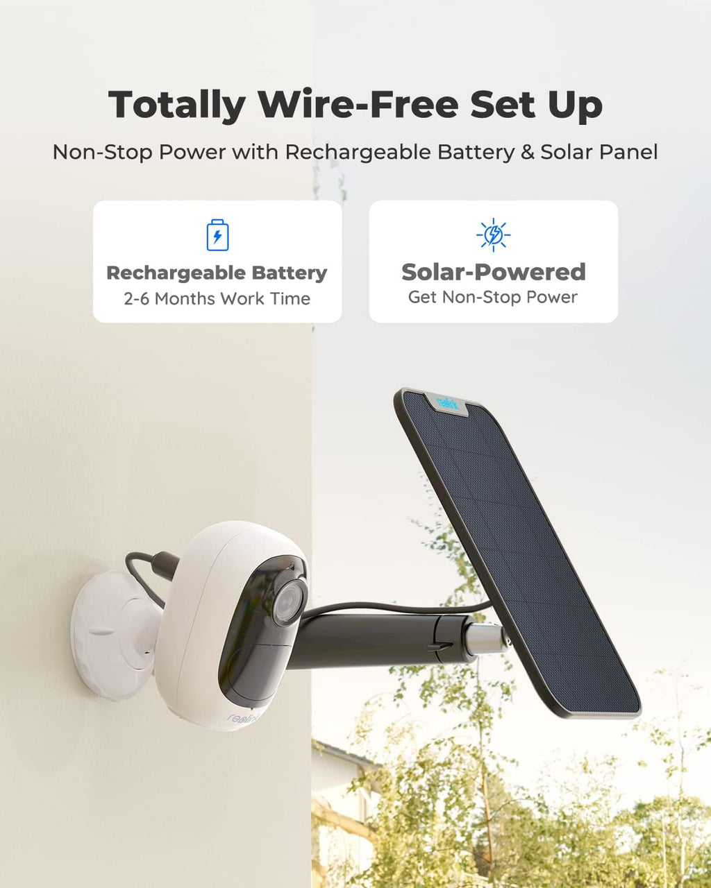 Wireless Security Camera Outdoor, Battery Solar Powered with 1080P HD, Night Vision, Two-Way Talk, 2.4GHz WiFi L39375