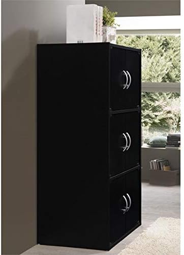 3 Shelf 6 Door Bookcase in Black M45465