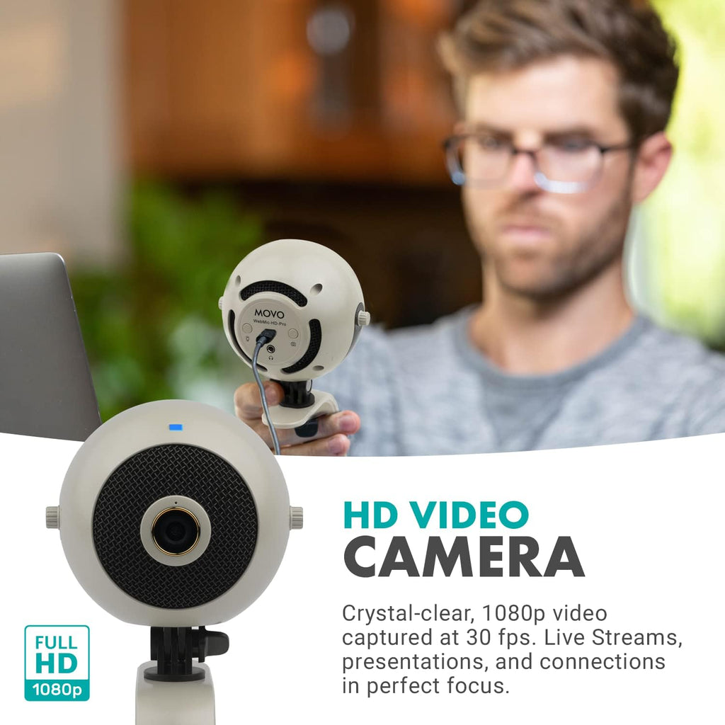 Pearl White 1080p HD Webcam and Condenser Microphone F517532