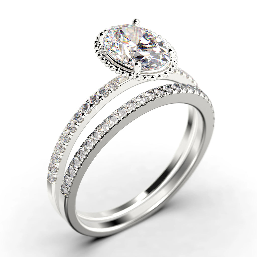 2.00 Carat Oval Cut Diamond Moissanite Engagement Ring in 925 Sterling Silver With 18k White Gold Plating A59053