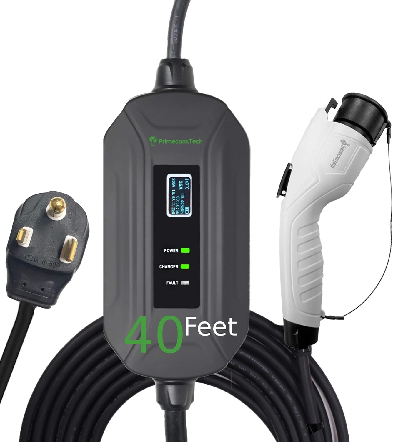 Portable Level 2 Electric Vehicle Charger, 16Amp, 35 Feet P557