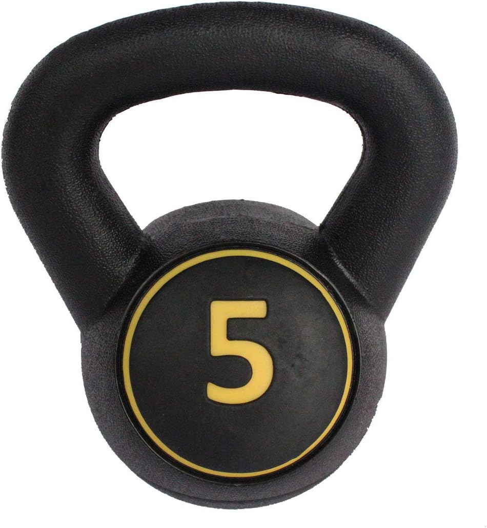 3-Piece Kettlebell Weight Set with 5lb, 10lb, 15lb Weights and Base Rack M5466