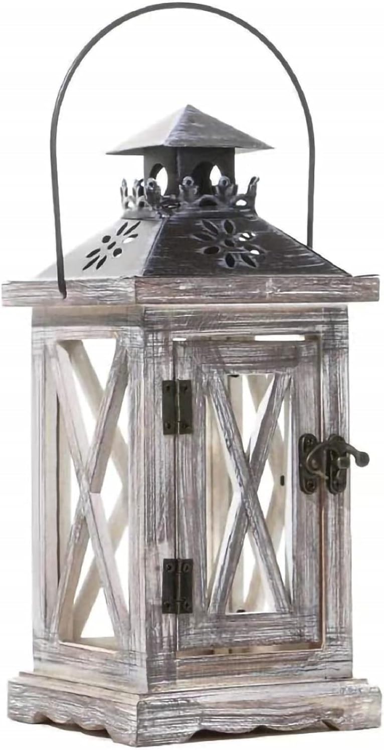 White Farmhouse Candle Lantern V134871