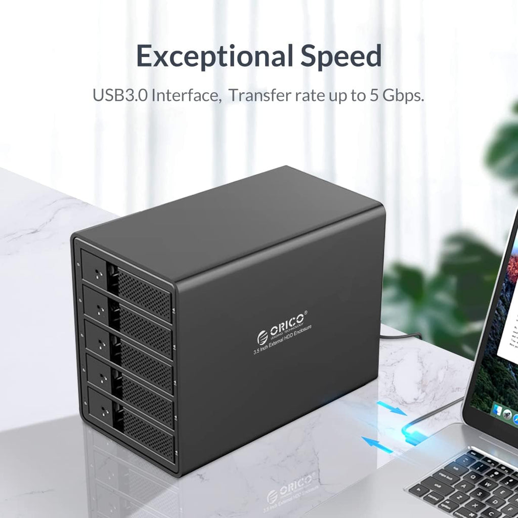 5 Bay USB 3.0 to SATA Aluminum Alloy RAID Hard Drive Enclosure for 3.5 inch HDD A8472