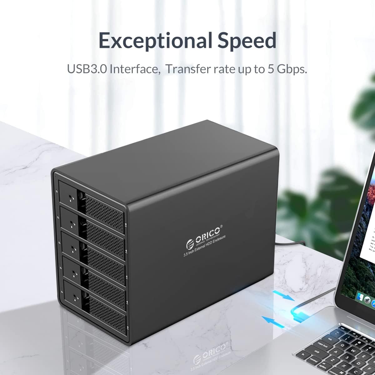 5 Bay USB 3.0 to SATA Aluminum Alloy RAID Hard Drive Enclosure for 3.5 inch HDD A8472
