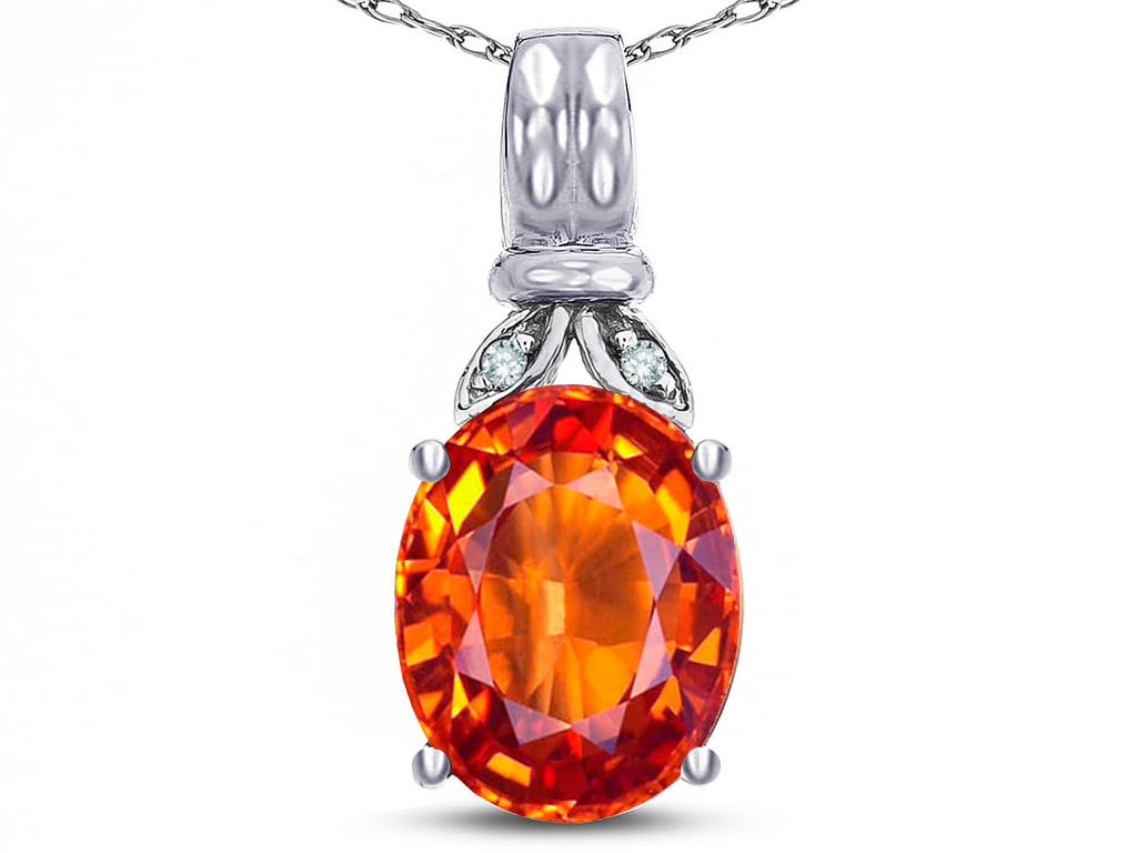 Oval 10x8 Simulated Orange Fire Opal Pendant Necklace R5533