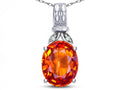 Oval 10x8 Simulated Orange Fire Opal Pendant Necklace R5533
