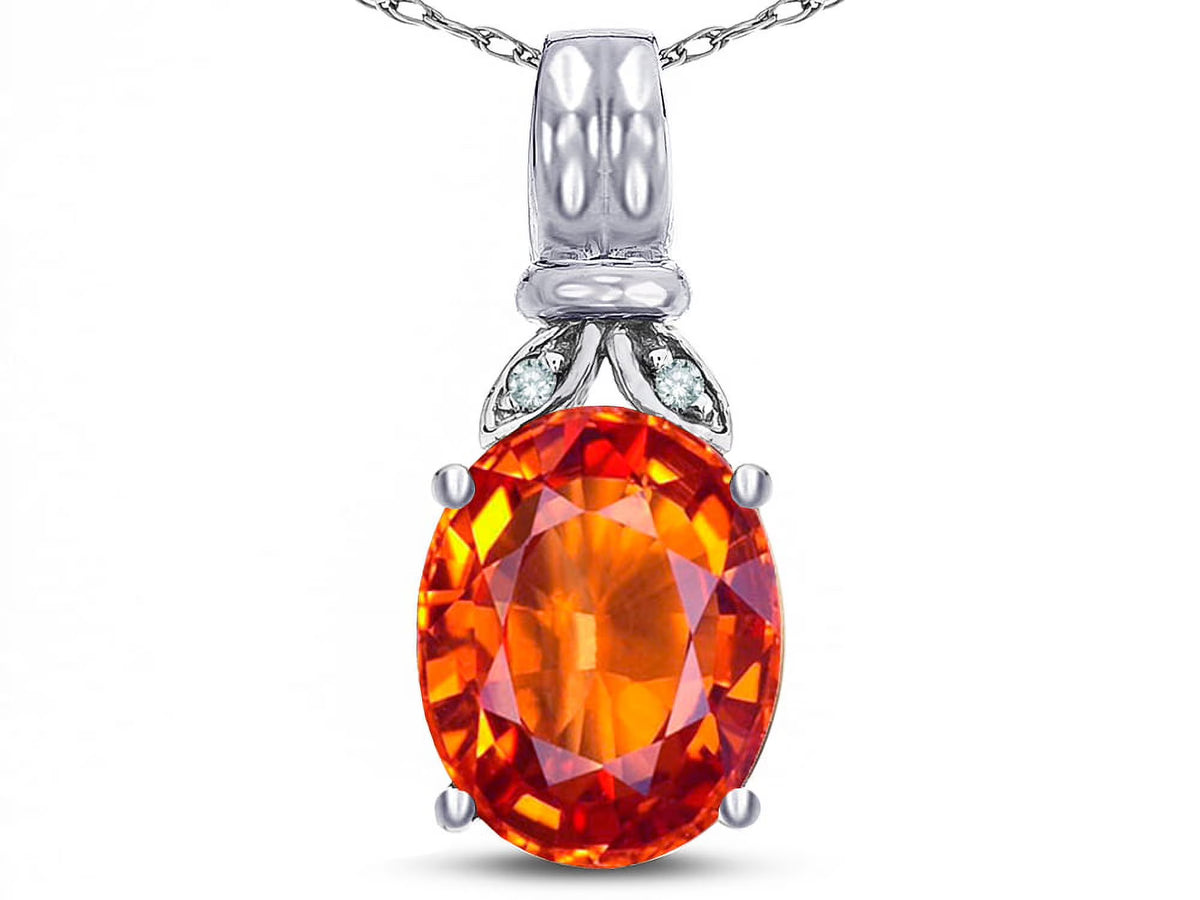 Oval 10x8 Simulated Orange Fire Opal Pendant Necklace R5533