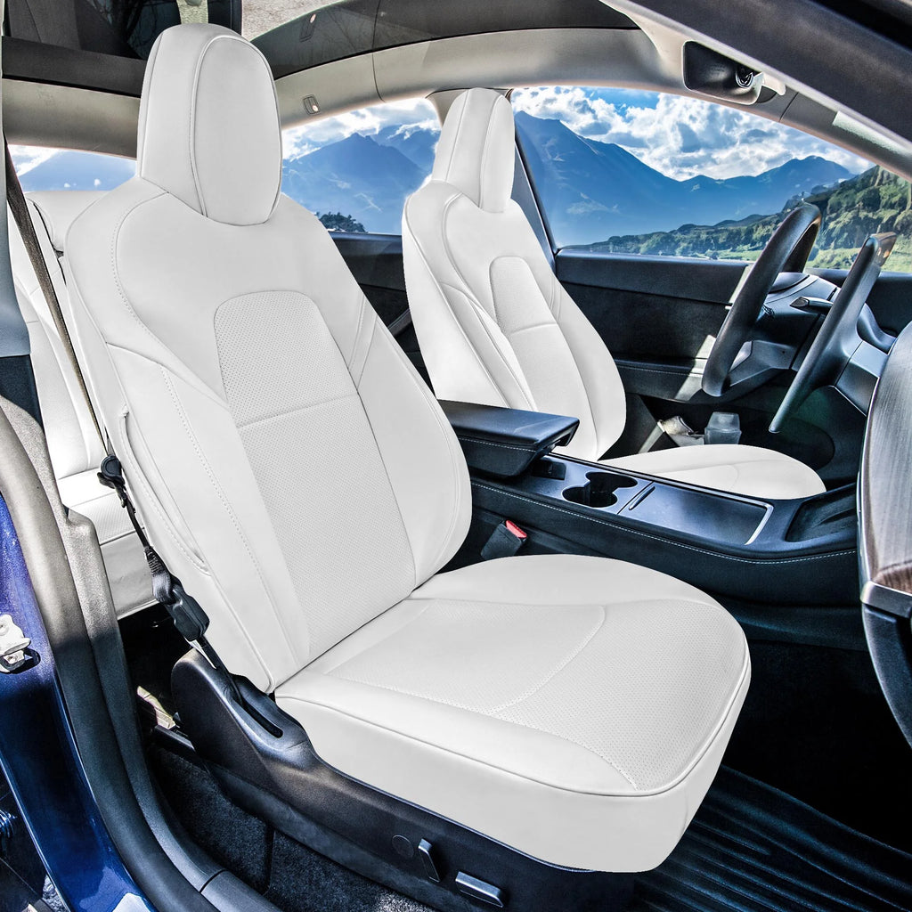 White Faux Leather Front Seat Covers I45339