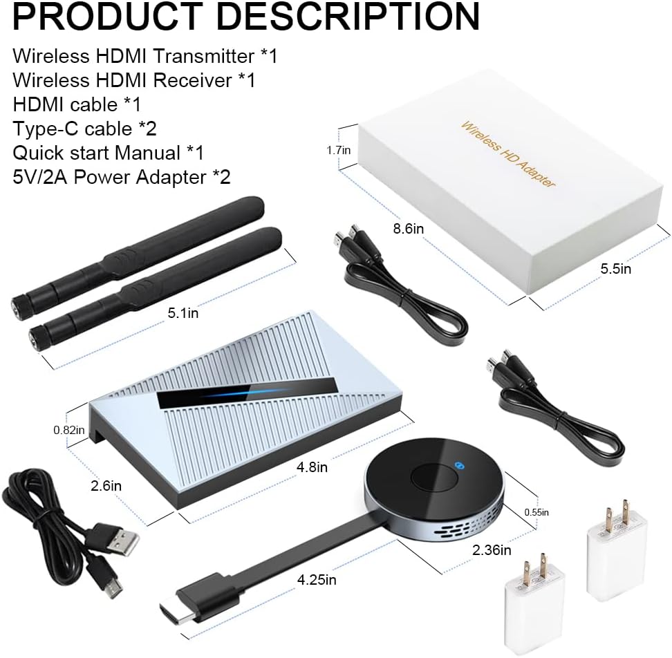 Wireless HDMI Transmitter and Receiver 4K Extender Kit G690159