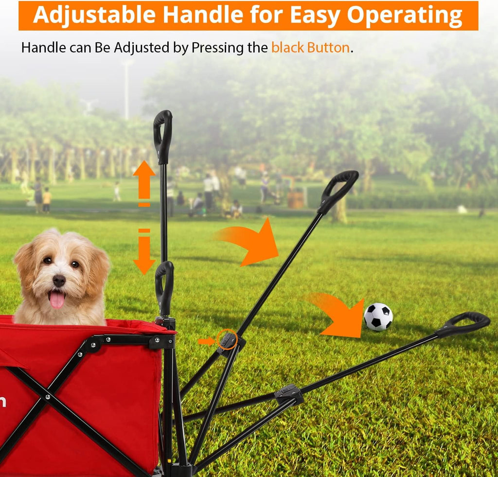 Foldable Beach and Garden Wagon Cart with Removable Wheels & Adjustable Handle B474280