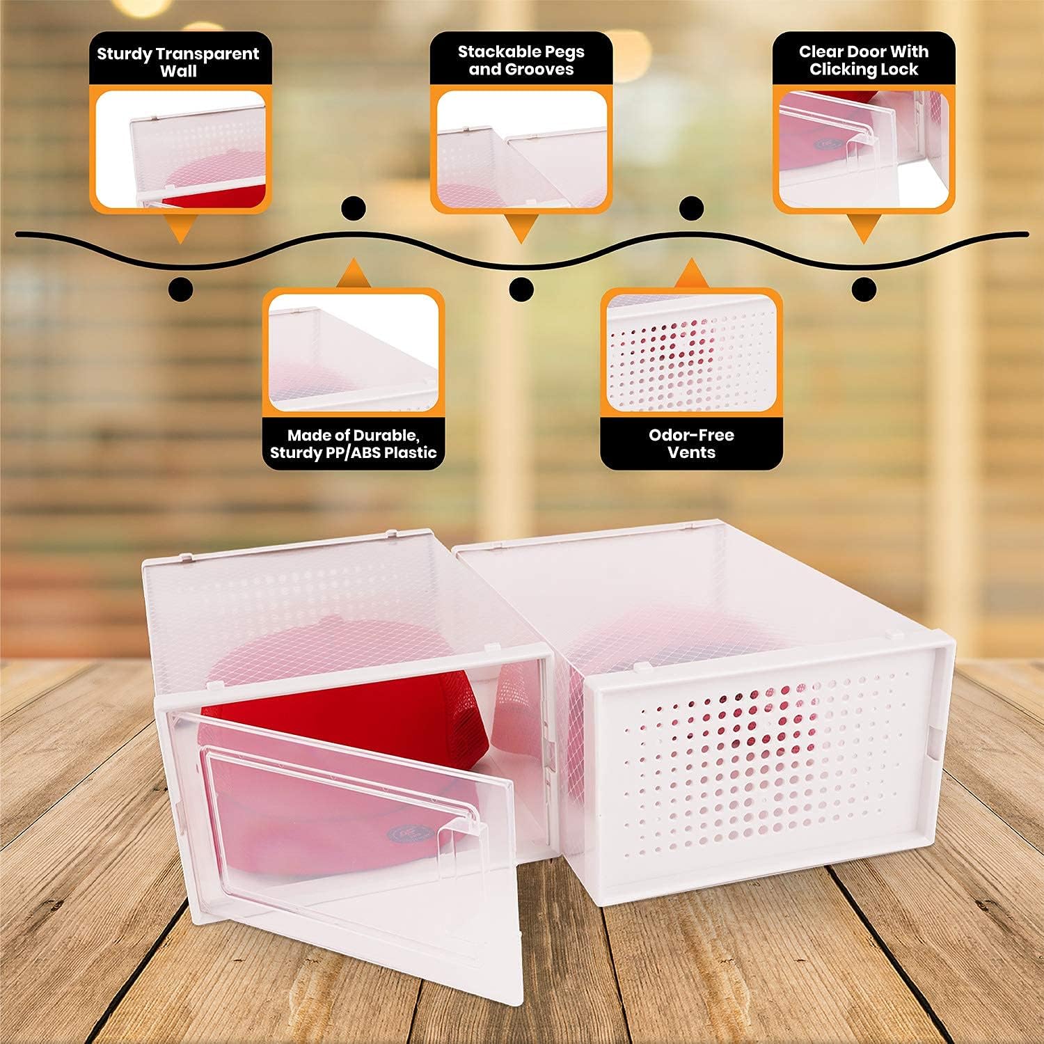 Hat Organizer Pack of 6 Transparent Hat Storage Box P72823