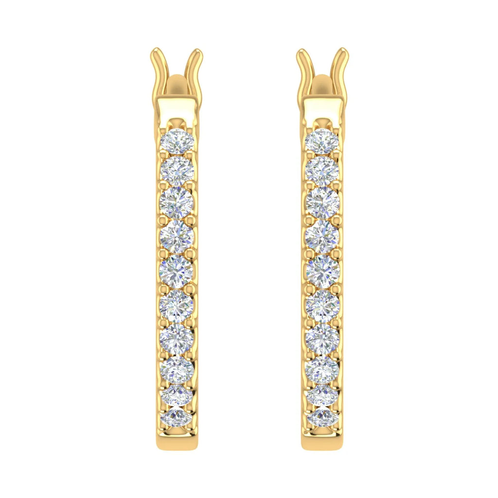 10K Yellow Gold Diamond Small Hoop Earrings S9900