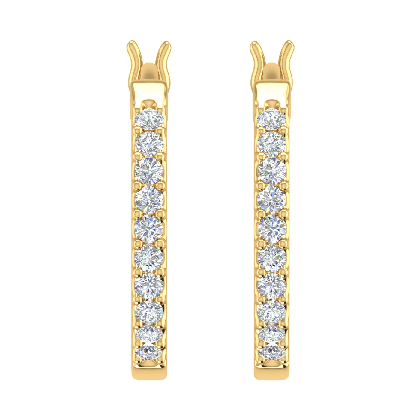 10K Yellow Gold Diamond Small Hoop Earrings S9900
