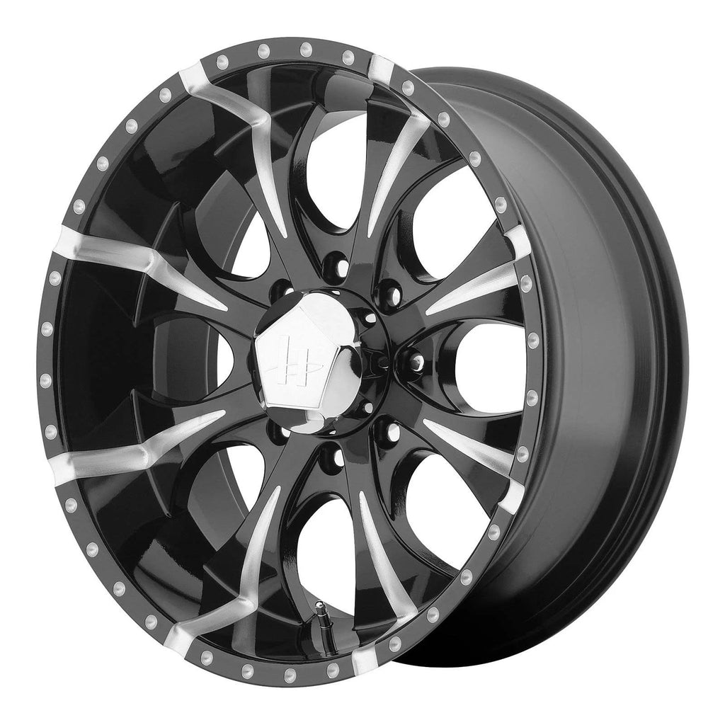17x9 8x8x165.1 -12mm Gloss Black Milled Wheel E8759