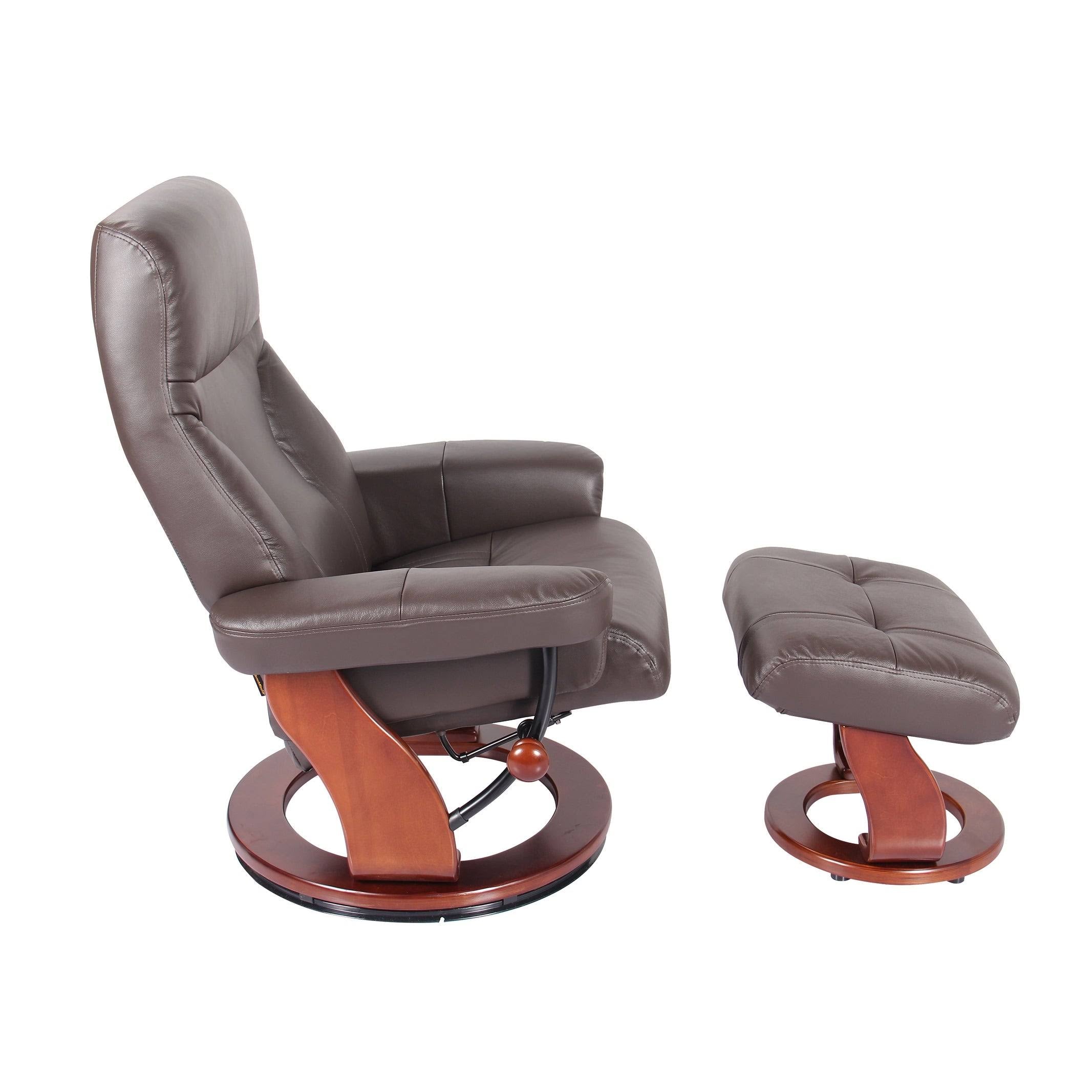 Taupe Leather Recliner and Ottoman R197075
