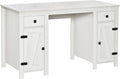 White Farm Style Computer Desk with 2 Drawers and 2 Cabinets O379364