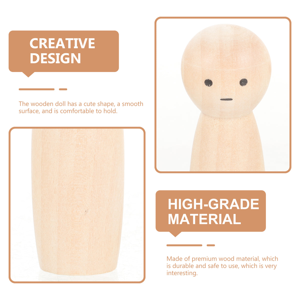 Unfinished Wood Doll Blank for Painting J9410