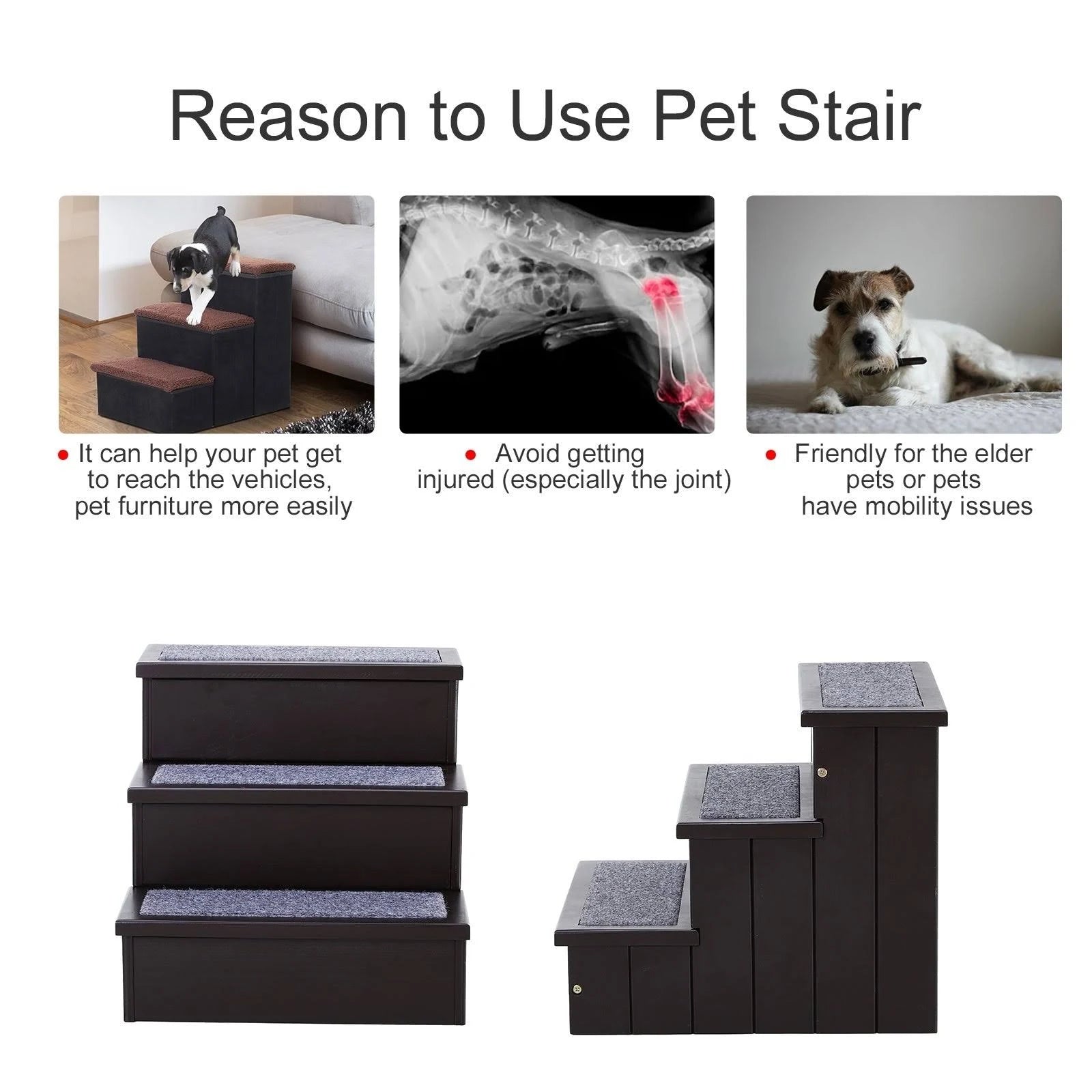 Brown Wooden Pet Stairs Ramp O49448