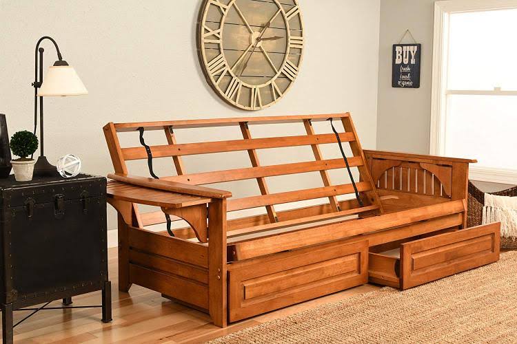 Full Futon with Mattress and Storage Drawers V1918