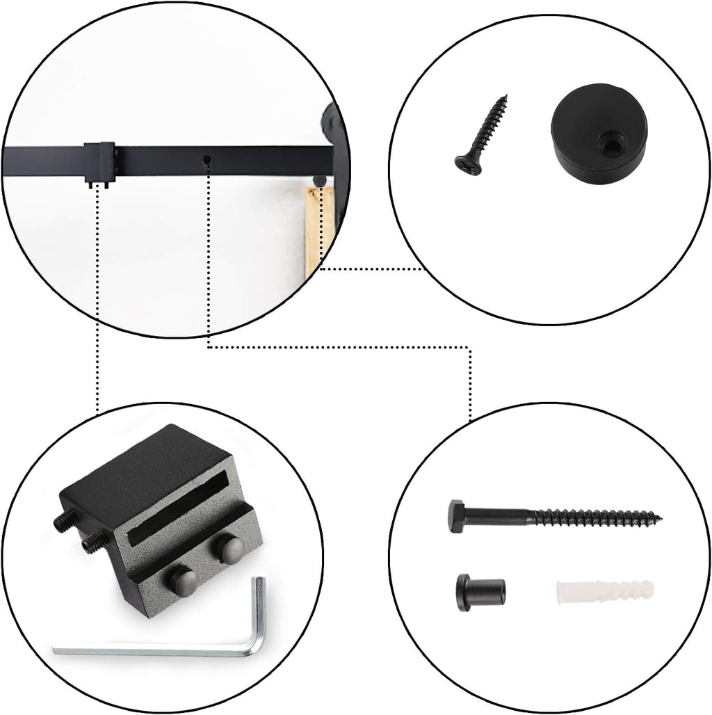 6.6ft Sliding Barn Door Hardware Kit, Carbon Steel, Fit 36"-40" Wide Door Panel, Pack of 2 A169