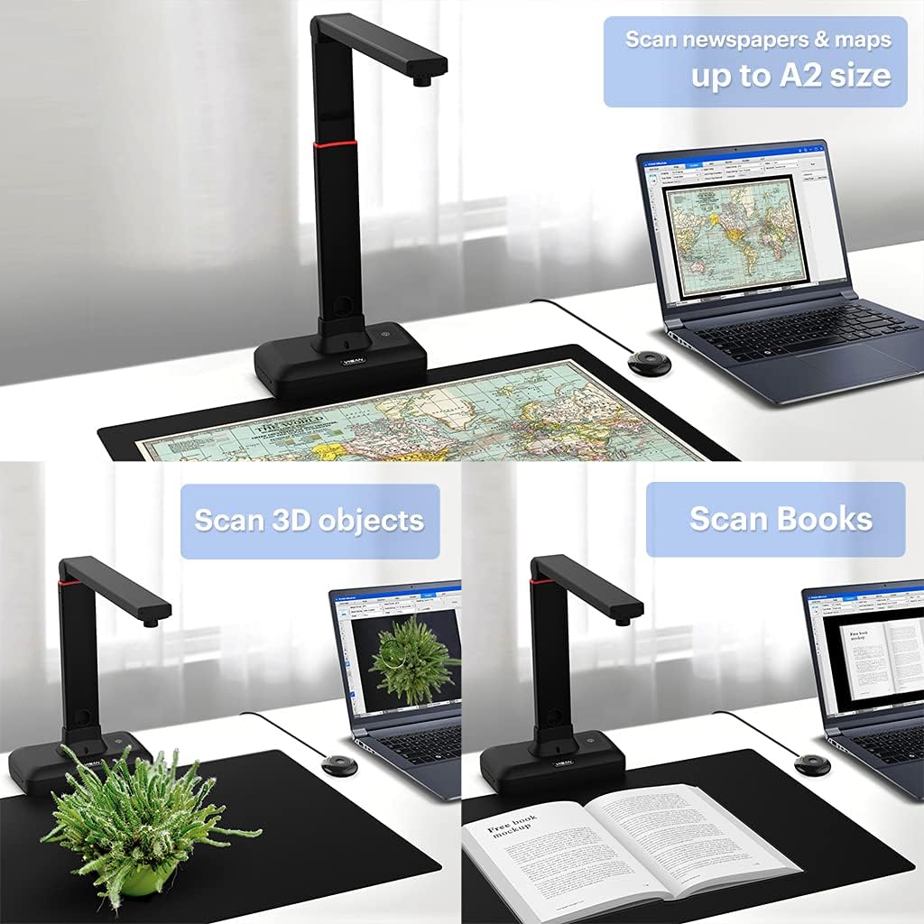 Large Format Overhead Document Scanner with Auto-Flatten & Fingerprint Removal Technologies L171876