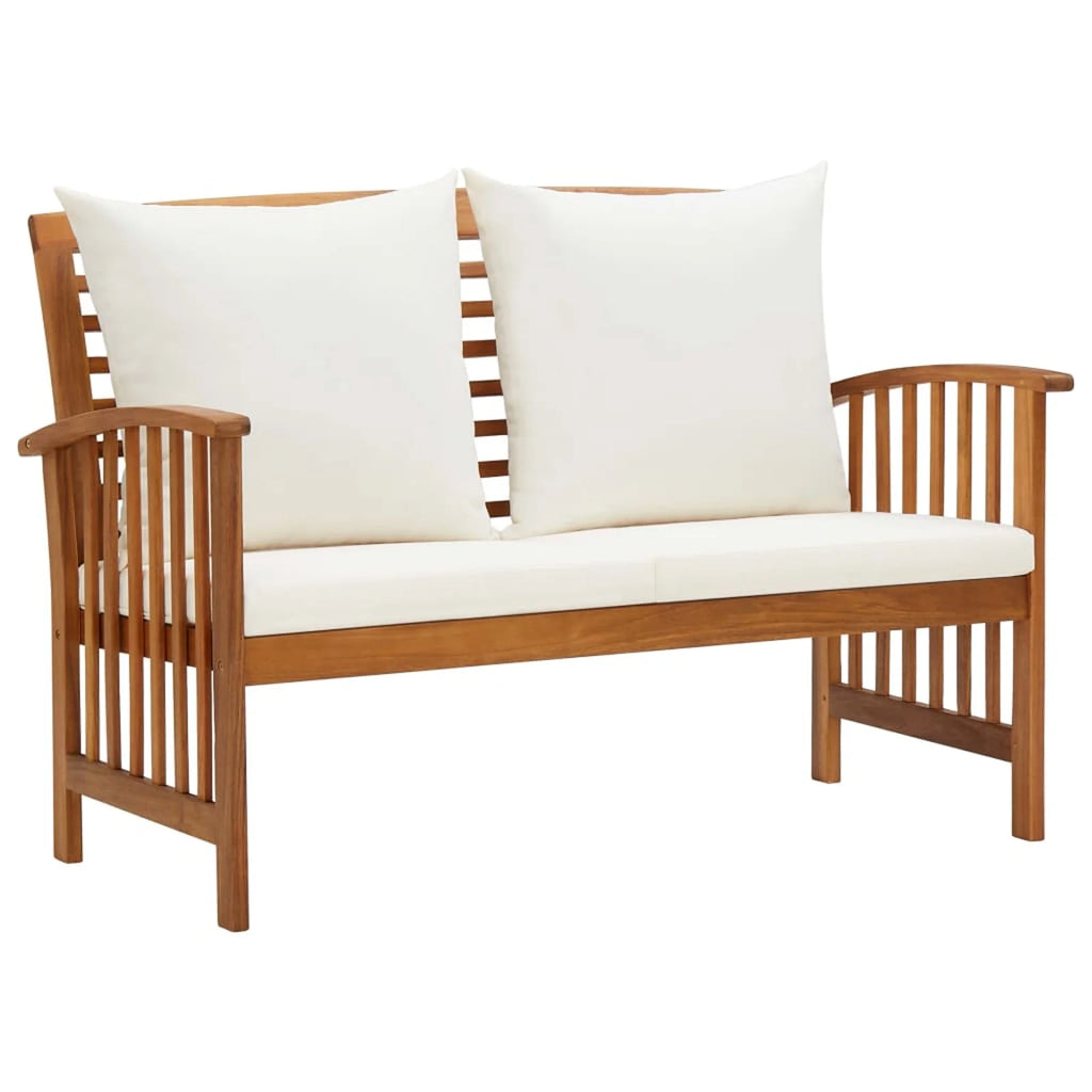 2 Piece Acacia Wood Outdoor Lounge Set with Cream Cushions W2725