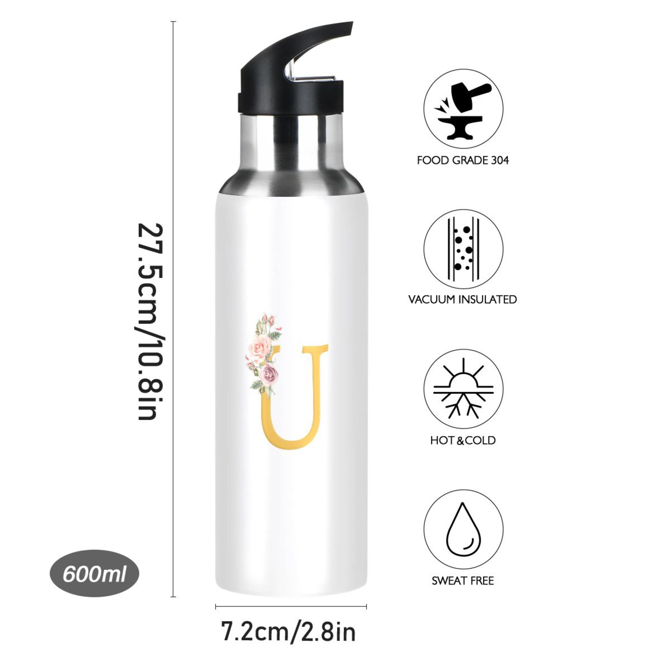 Stainless Steel Insulated Water Bottle with Straw Lid S37441