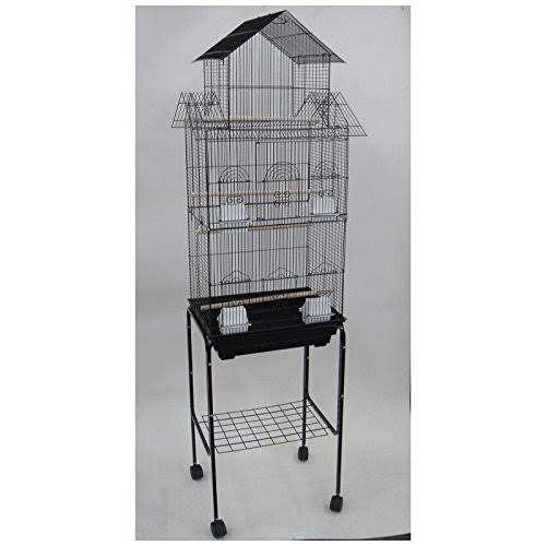 Black Tall Pagoda Top Bird Cage with Stand, 18 inch x 14 inch L283