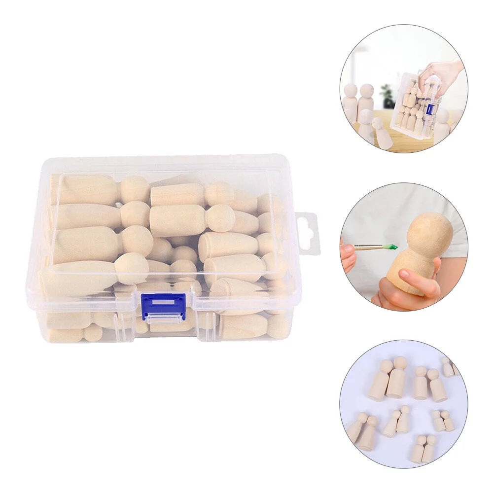 50pcs Unfinished Wood Peg Dolls (Khaki) Y50494